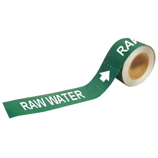 Pipe Marker, Raw Water, 2 In.H