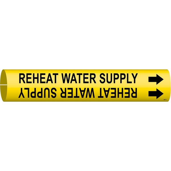 Pipe Marker, Reheat Water Supply, Yellow, 4267-C