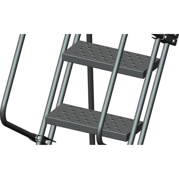 133 in H Steel Rolling Ladder, 10 Steps