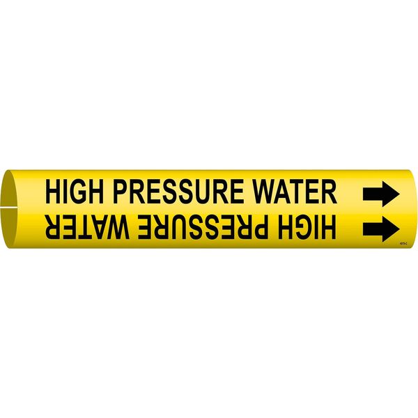 Pipe Marker, High Pressure Water, Yellow, 4078-C