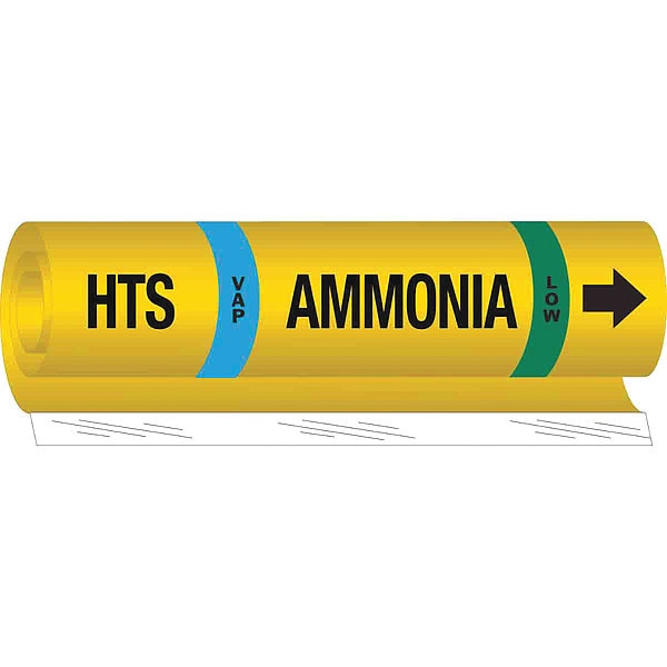 Ammonia Pipe Marker, HTS, 3/4 to 2-1/2In