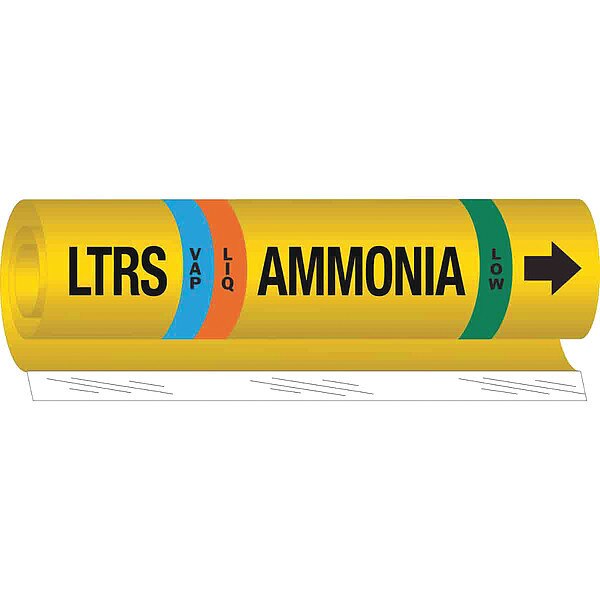 Ammonia Pipe Marker, LTRS, 3/4 to 2-1/2In