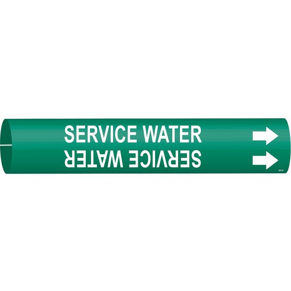 Pipe Marker, Service Water, Grn, 4 to 6 In