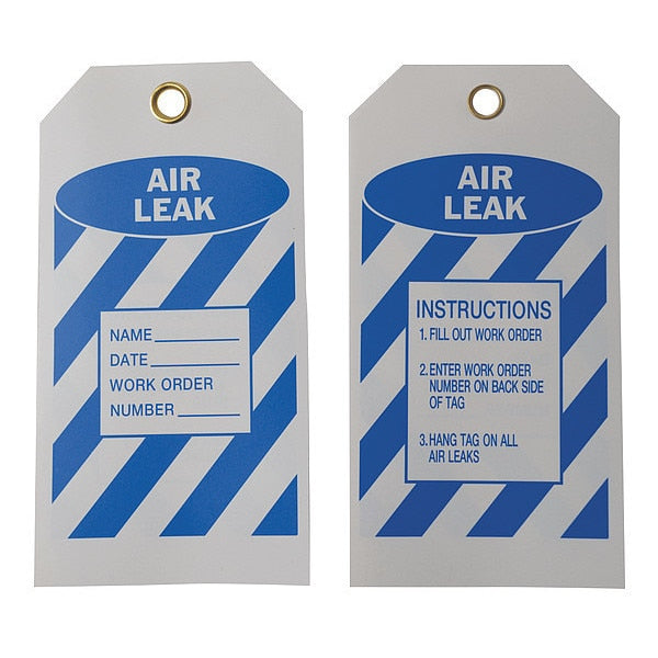 Air Leak Tag, 5-3/4 x 3 In, Bl/Wht, PK10