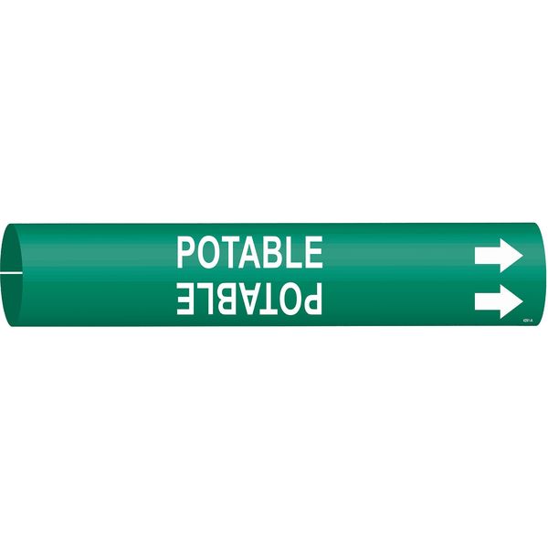 Pipe Marker, Potable, Grn, 3/4 to 1-3/8 In