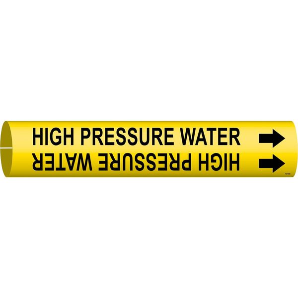 Pipe Marker, High Pressure Water, Yellow, 4078-B