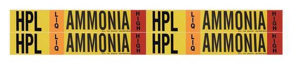 Ammonia Pipe Marker, HPL, 1 to 2-1/2In