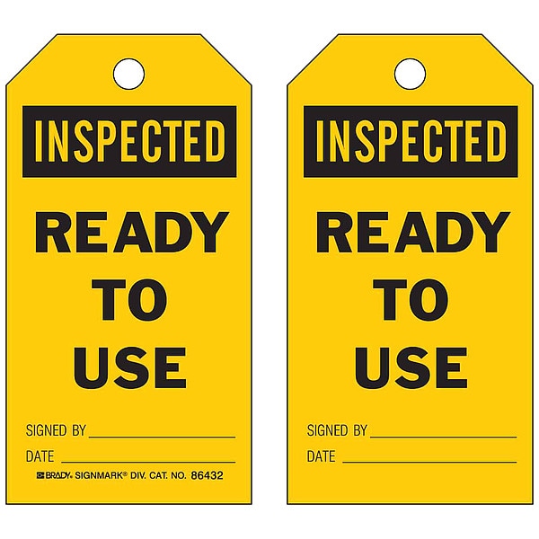 Inspected Tag, 5-3/4 x 3 In, Bk/Yel, PK10