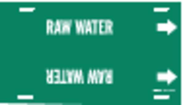 Pipe Marker, Raw Water, Green, 10 to 15 In