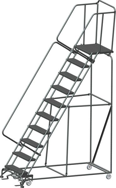 133 in H Steel Rolling Ladder, 10 Steps