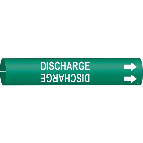 Pipe Marker, Discharge, Grn, 3/4 to1-3/8 In