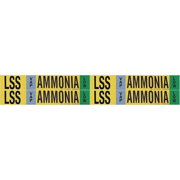 Ammonia Pipe Marker, LSS, 1 to 2-1/2In, PK4