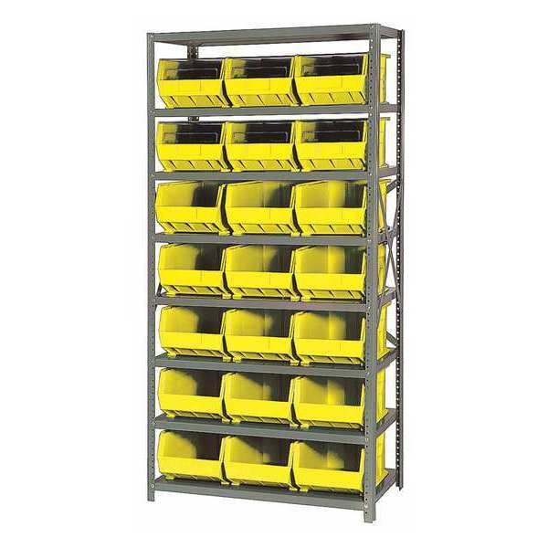 Steel Bin Shelving, 36 in W x 75 in H x 18 in D, 8 Shelves, Yellow