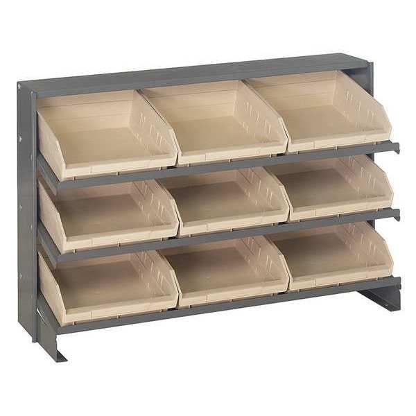 Steel Bench Pick Rack, 36 in W x 21 in H x 12 in D, 3 Shelves, Ivory