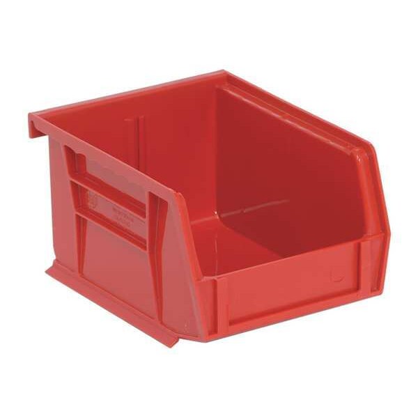 Hang & Stack Storage Bin, Red, Polypropylene, 5 3/8 in L x 4 1/8 in W x 3 in H, 10 lb Load Capacity