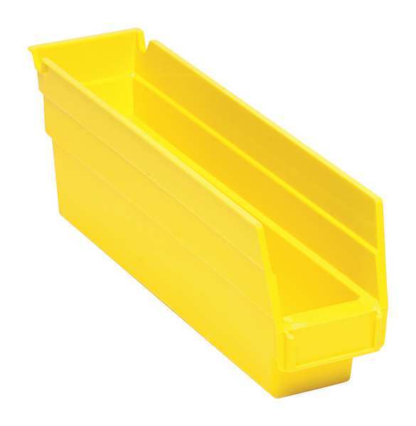 Shelf Storage Bin, Yellow, Polypropylene, 11 5/8 in L x 2 3/4 in W x 4 in H, 50 lb Load Capacity