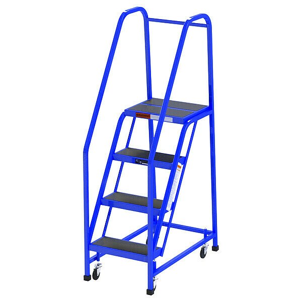 64 in H Steel Rolling Ladder, 4 Steps