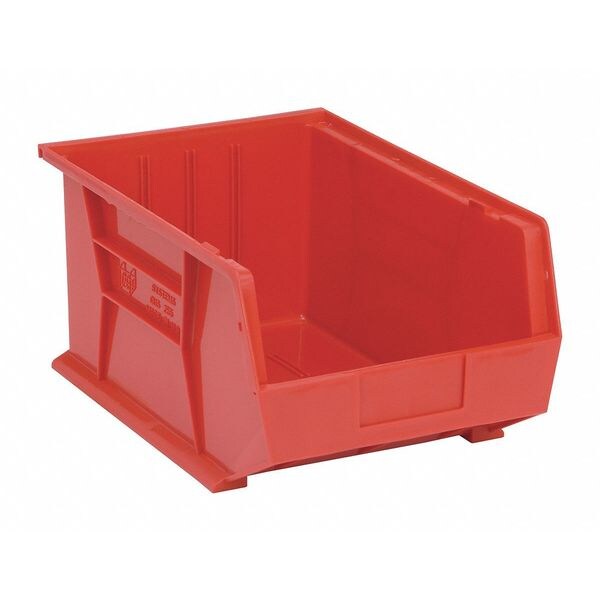 Hang & Stack Storage Bin, Red, Polypropylene, 16 in L x 11 in W x 8 in H, 75 lb Load Capacity