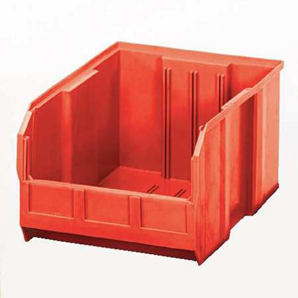 Hang & Stack Storage Bin, Red, Polypropylene, 18 in L x 11 in W x 10 in H, 75 lb Load Capacity