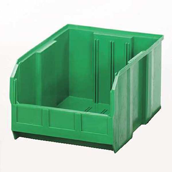 Hang & Stack Storage Bin, Green, Polypropylene, 16 in L x 11 in W x 8 in H, 75 lb Load Capacity