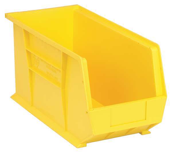 Hang & Stack Storage Bin, Yellow, Polypropylene, 18 in L x 8 1/4 in W x 9 in H, 60 lb Load Capacity