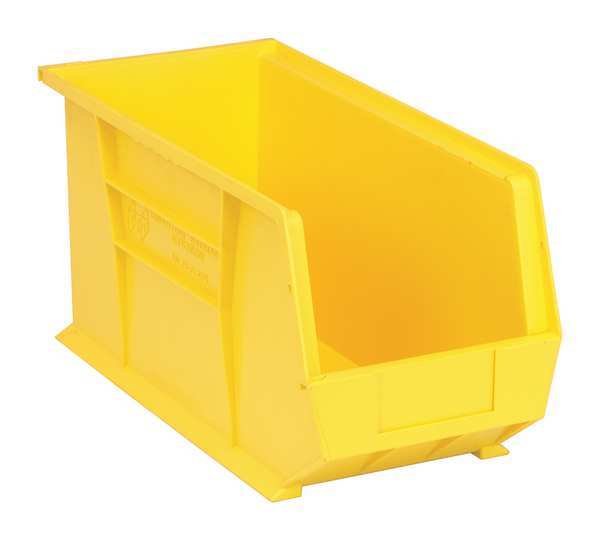 Hang & Stack Storage Bin, Yellow, Polypropylene, 18 in L x 8 1/4 in W x 9 in H, 60 lb Load Capacity
