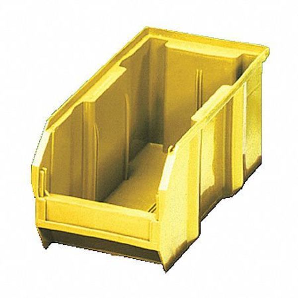 Hang & Stack Storage Bin, Yellow, Polypropylene, 14 3/4 in L x 5 1/2 in W x 5 in H