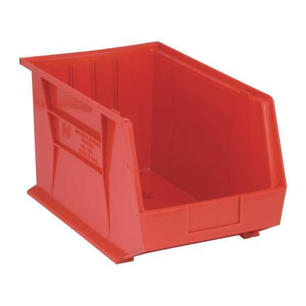 Hang & Stack Storage Bin, Red, Polypropylene, 18 in L x 11 in W x 10 in H, 75 lb Load Capacity