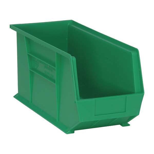 Hang & Stack Storage Bin, Green, Polypropylene, 18 in L x 8 1/4 in W x 9 in H, 60 lb Load Capacity