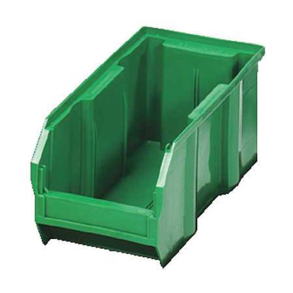 Shelf Storage Bin, Green, Polypropylene, 23 5/8 in L x 6 5/8 in W x 4 in H, 50 lb Load Capacity