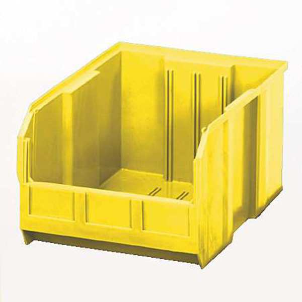 Shelf Storage Bin, Yellow, Polypropylene, 11 5/8 in L x 8 3/8 in W x 4 in H, 50 lb Load Capacity