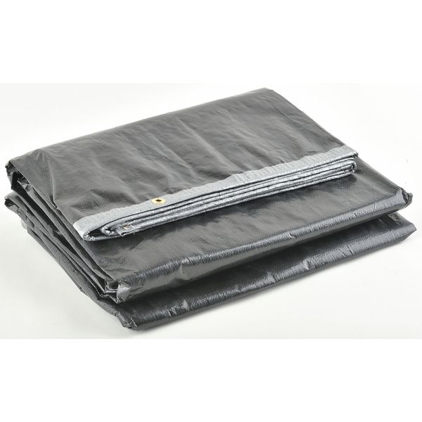 Tarp, 10 x 12 ft, 12 mil, Polyethylene, Heavy Duty, Silver/Black