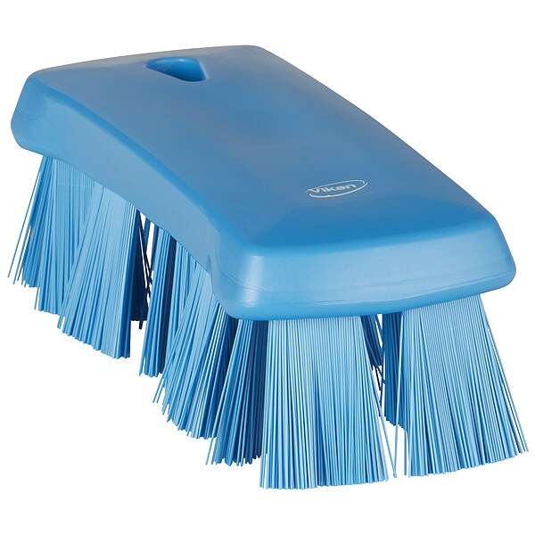 2 5/8 in W Scrub Brush, Stiff, 6 7/8 in L Handle, 6 7/8 in L Brush, Blue, Polypropylene