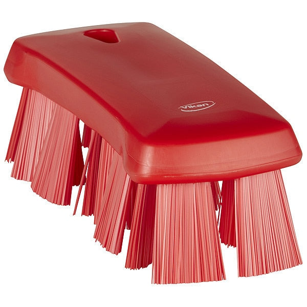2 5/8 in W Scrub Brush, Stiff, 6 7/8 in L Handle, 6 7/8 in L Brush, Red, Polypropylene