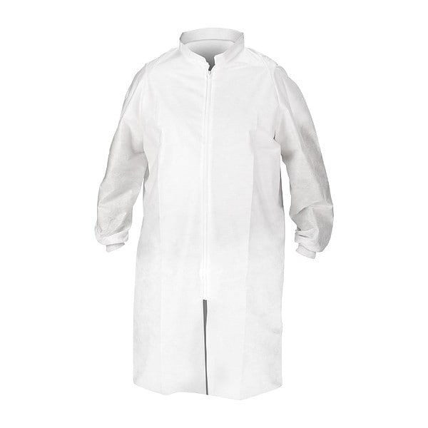 Zipper Lab Coat, White, 2XL, PK25