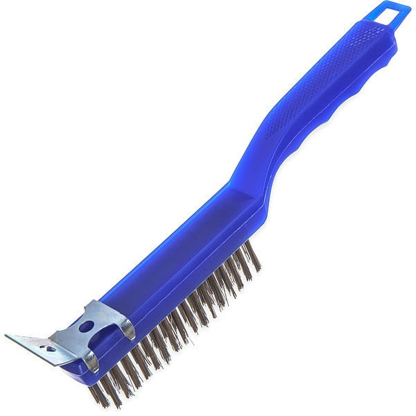 Scratch Brush, 11.4 in L, Plastic Handle