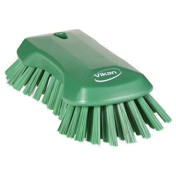 Scrub Brush, Stiff, Green, 9 1/8 in L Overall