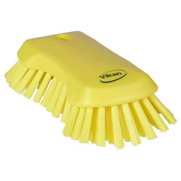 Scrub Brush, Stiff, Yellow, 9 1/8 in L Overall