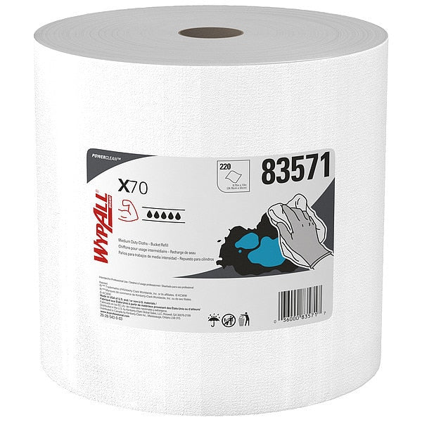 Dry Wipe Roll, White, Hydroknit, 3 PK, 220 Wipes, 9 3/4 in x 13 in