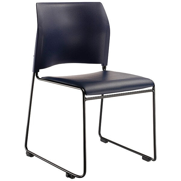 Stacking Chair, Vinyl, 30-3/4in H, Black