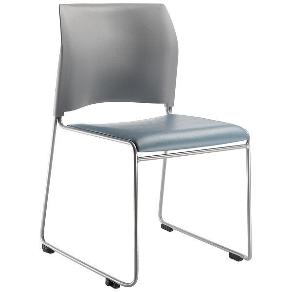 Stacking Chair, Vinyl, 30-3/4in H, Silver