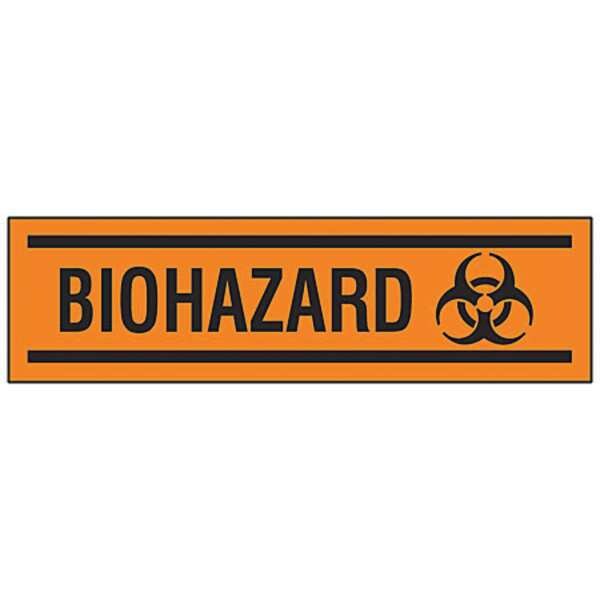 Biohazard Label, 2 In. H, 4 In. W, PK100