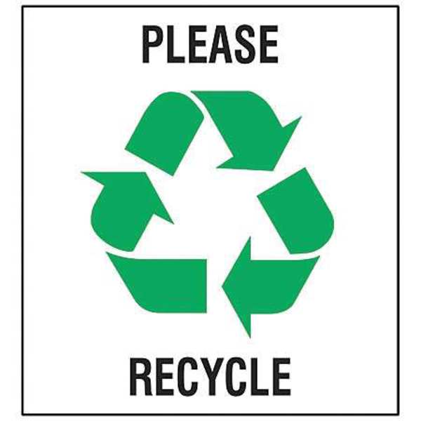Recycling Label, 10 In. H, 10 In. W, PK5, 20640LFLS
