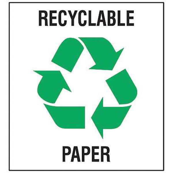 Recycling Label, Vinyl, 10 In. H, PK5, 20636LFLS