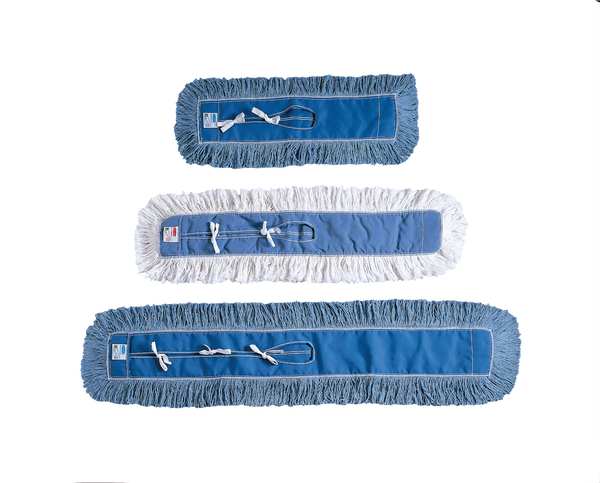 24 in L Dust Mop, Slide On Connection, Cut-End, White, Cotton, FGK15300WH00