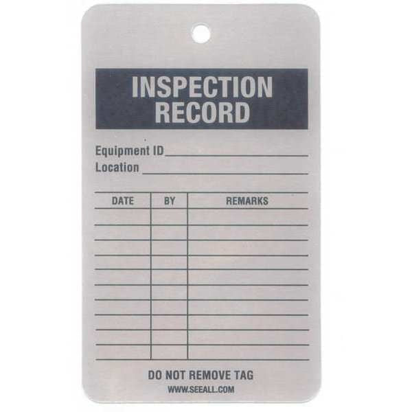 Inspection Rcd Tag, 5 x 3 In, Al, PK25