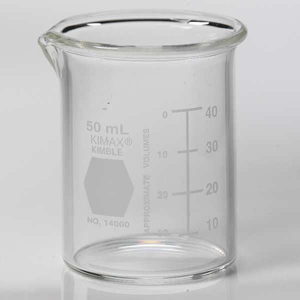 Beaker, 50mL, Glass, 53mm H., PK48