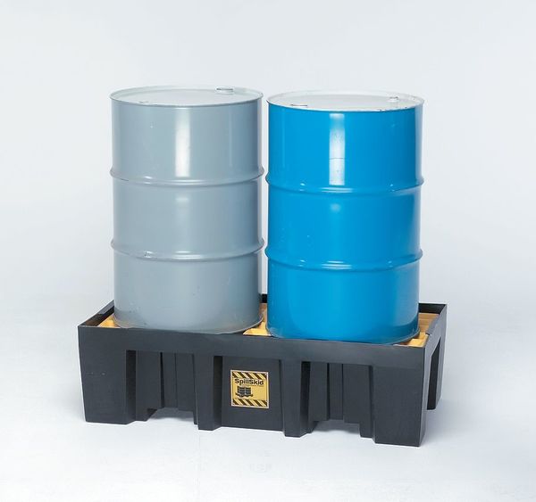 Drum Spill Containment Pallet, 66 gal Spill Capacity, 2 Drum, 2000 lb., High Density Polyethylene