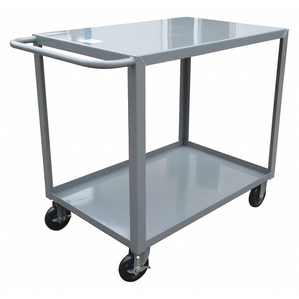 Steel Utility Cart with Lipped & Flush Metal Shelves, Flat, 2 Shelves, 1,200 lb