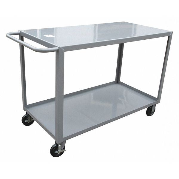 Steel Utility Cart with Lipped & Flush Metal Shelves, Flat, 2 Shelves, 1,200 lb
